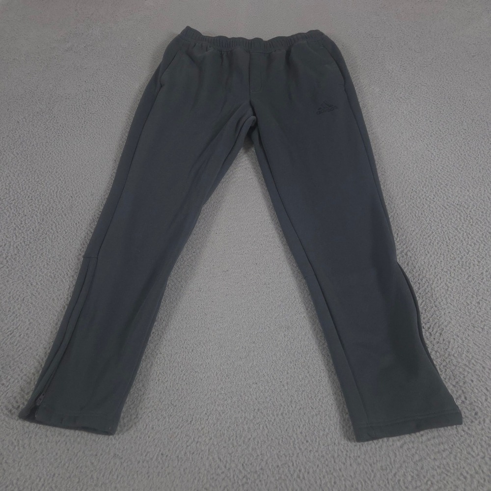 Adidas Sweatpants Mens Large Gray Essentials Fleece Tapered Joggers Ankle Zipper